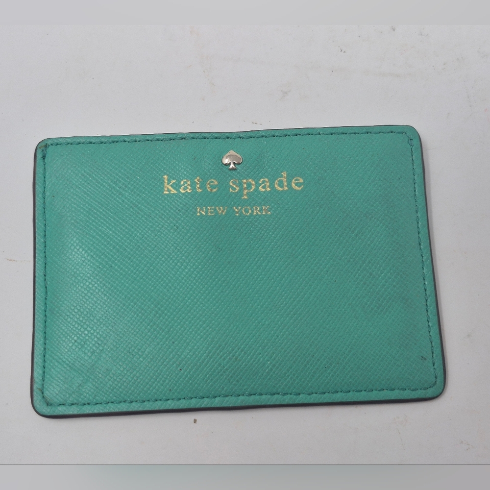 Kate Spade Teal Card Holder With Gold Accents